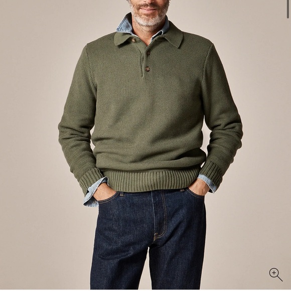J.Crew Cotton racking-stitch sweater-polo